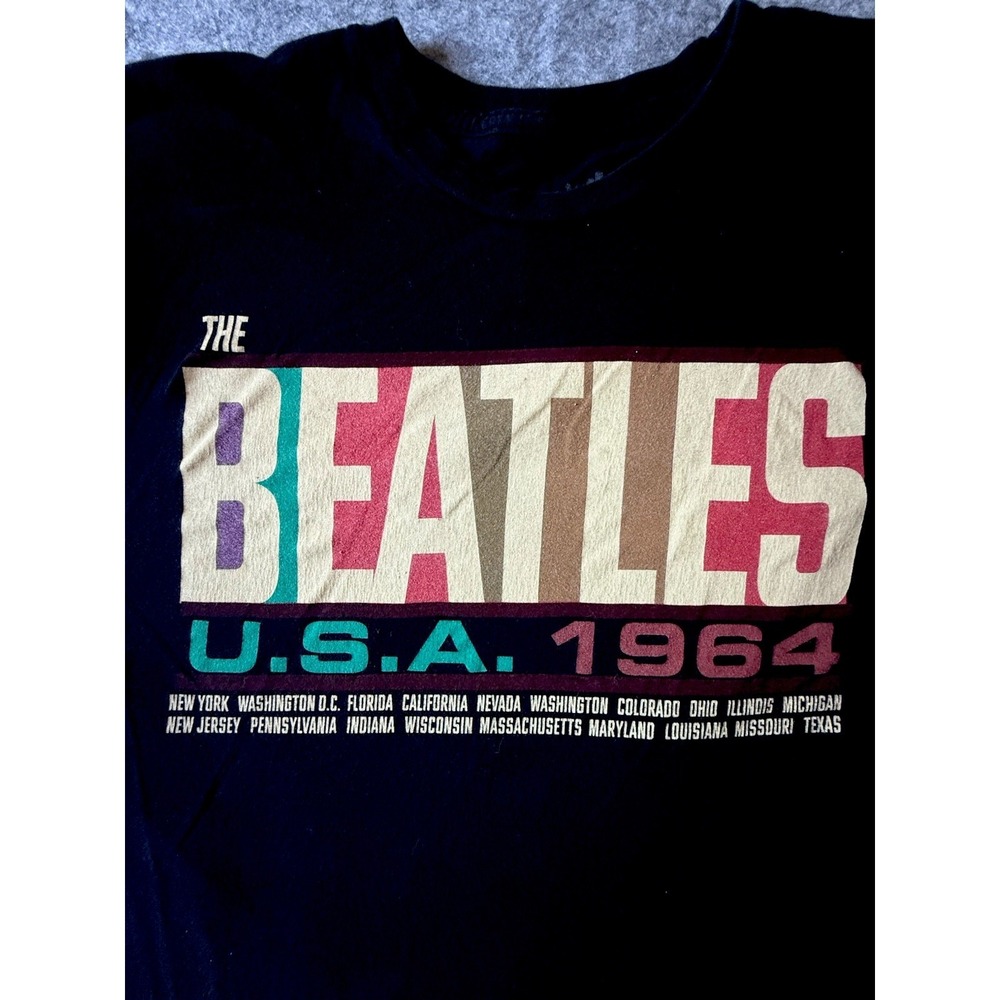 Beatles USA Tour 1964 T-Shirt Black M Short Sleeves 60's Music Yellow Submarine